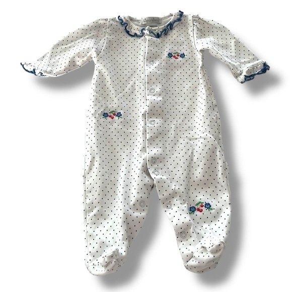 Kissy Kissy Newborn Girl Floral Polkadot, Cherry Footies - Picture 1 of 6